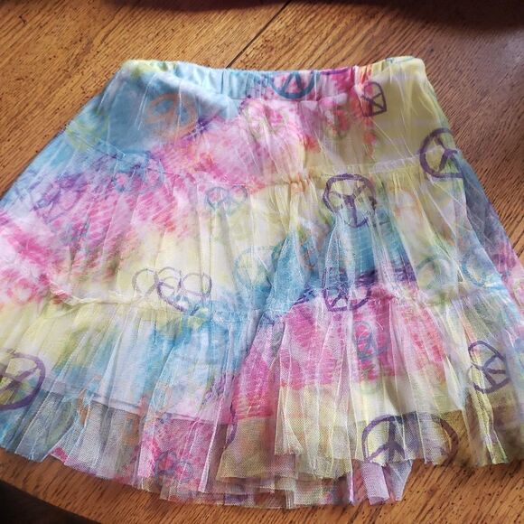 Xhilaration Girls Tie-Dye Mini Skirt Peace Graphic – Size M Youth Casual - Picture 2 of 5